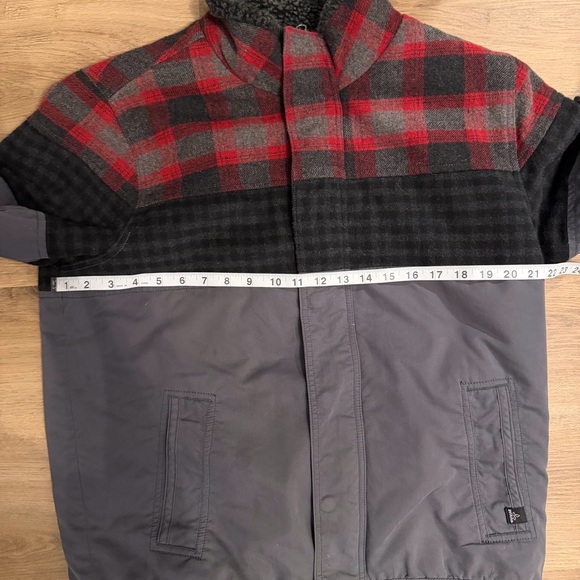 Prana Men’s Wool Blend Sherpa Lined Jacket Medium Plaid Gray - Picture 5 of 8